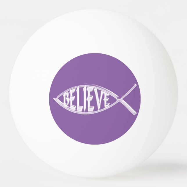 Believe Fish Lavender Ping Pong Ball (Front)