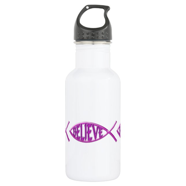Believe Fish- Pink 532 Ml Water Bottle (Front)