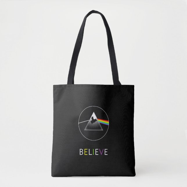 BELIEVE-Flying Pig Prism Tote Bag (Front)