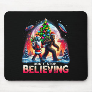 Believe Funny Alien And Santa Christmas Design Mouse Mat