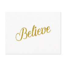 Believe Gold Faux Glitter Metallic Inspirational