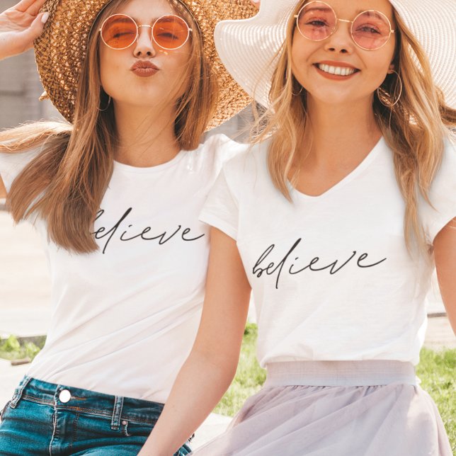 Believe Handwritten Script Typography T-Shirt (Creator Uploaded)