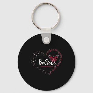 Believe Heart Burgundy Leopard RainbowSickle Cell  Key Ring