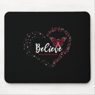 Believe Heart Burgundy Leopard RainbowSickle Cell  Mouse Mat