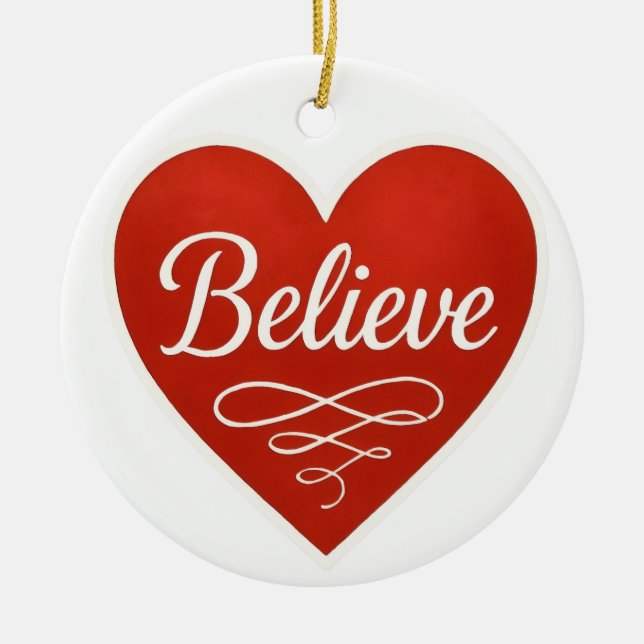 Believe Heart Ceramic Tree Decoration (Front)