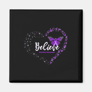 Believe Heart Purple Ribbon Overdose Awareness Magnet
