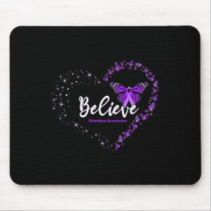 Believe Heart Purple Ribbon Overdose Awareness Mouse Mat