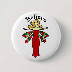 Believe Holiday Dragonfly Fairy Round 6 Cm Round Badge