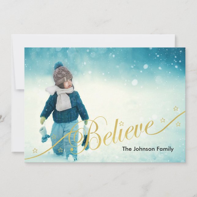 Believe Holiday Photo Card (Front)