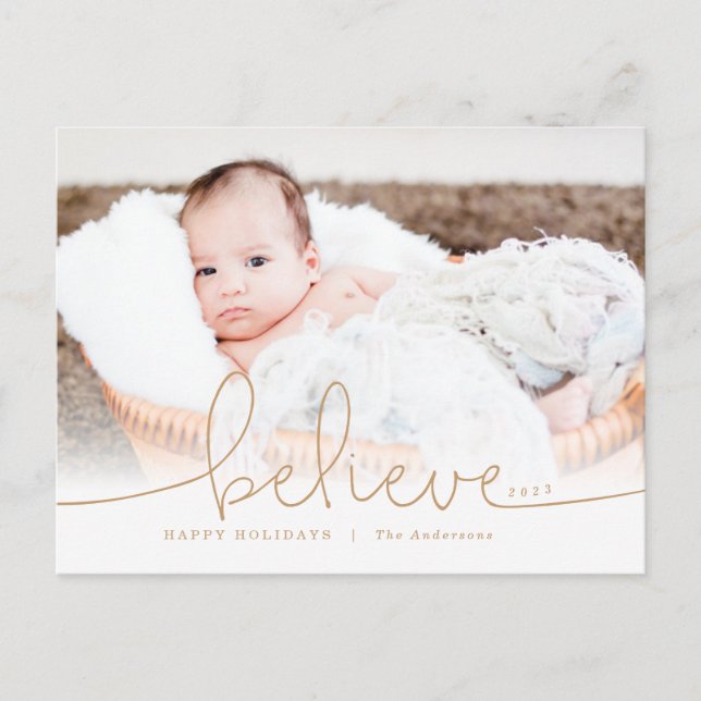 Believe Holiday Photo Postcard (Front)