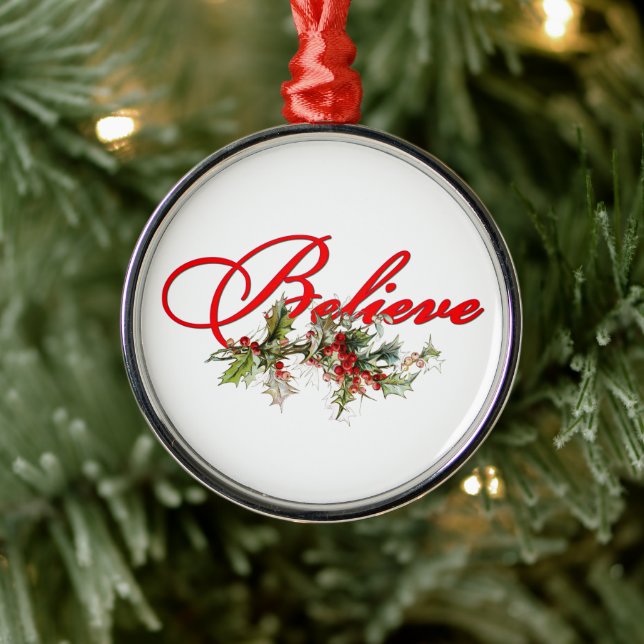 Believe holly metal tree decoration (Tree)
