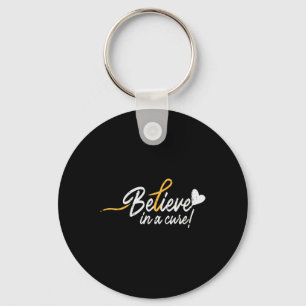Believe In A Cure Childhood Cancer Ribbon Awarenes Key Ring