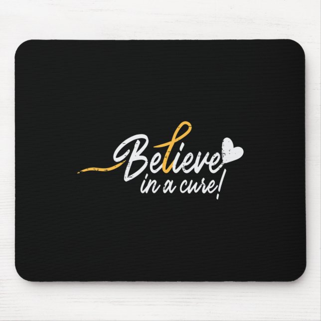 Believe In A Cure Childhood Cancer Ribbon Awarenes Mouse Mat (Front)