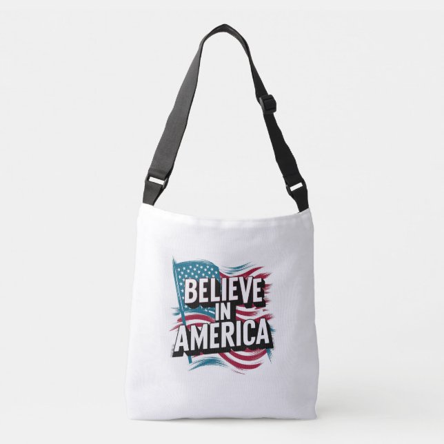 "Believe in America Patriotic Tote Bag" (Front)