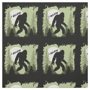 Believe in Bigfoot Sasquatch Patterned Fabric