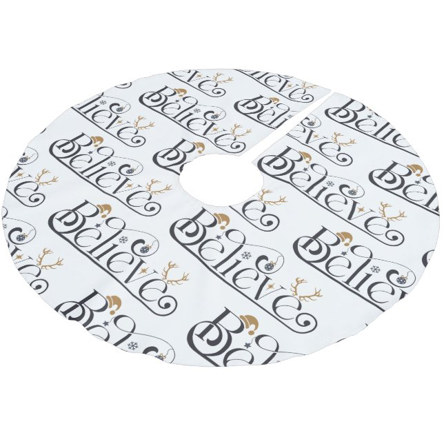 Believe in Christmas Brushed Polyester Tree Skirt (Angled)