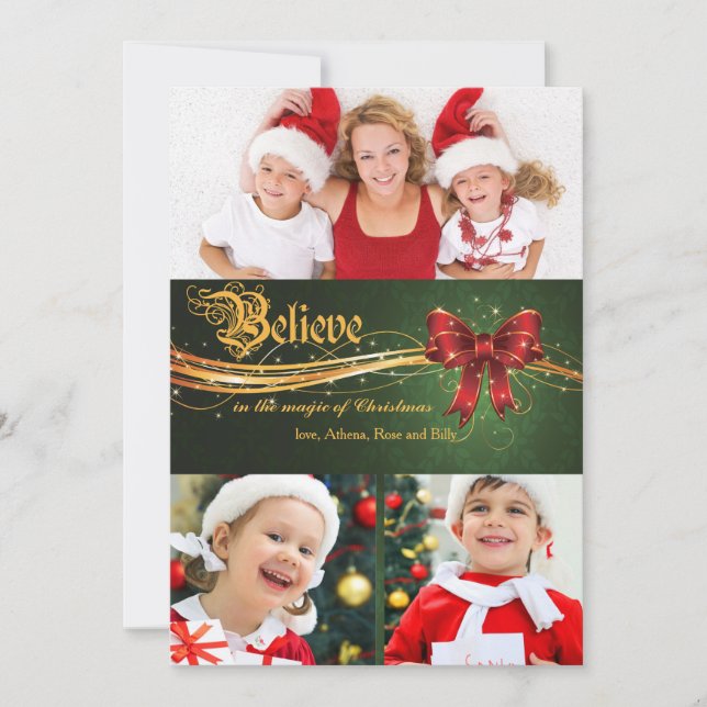Believe in Christmas Holiday Photo Card (Front)