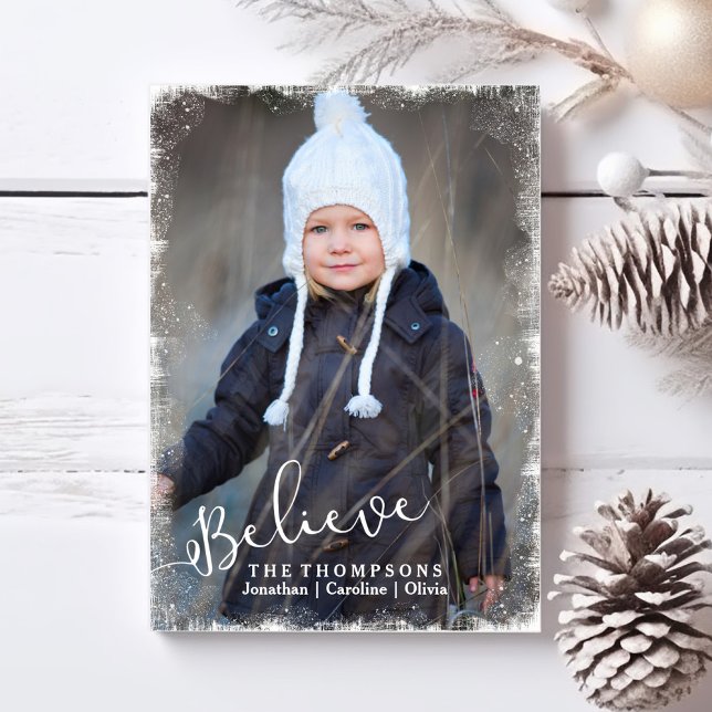 Believe in Christmas Rustic Snow Holiday Photo (Creator Uploaded)