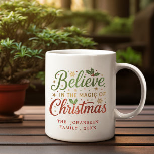 Believe in Christmas Script Modern Simple Trendy Coffee Mug