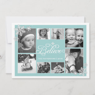 Believe in Christmas Snowflakes 8 Photo Card