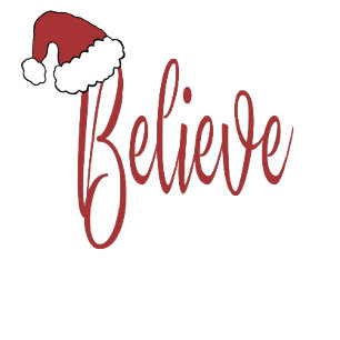 Believe in Christmas with red Santa Hat Frosted Glass Beer Mug