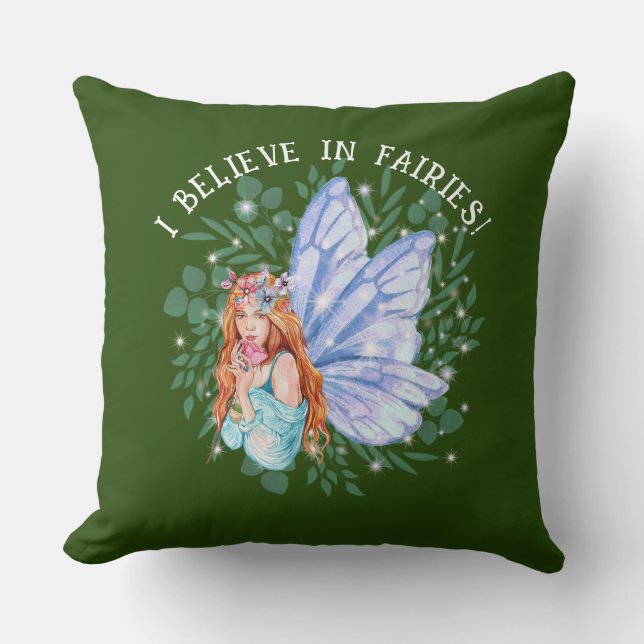 Believe in Fairies Throw Pillow (Front)