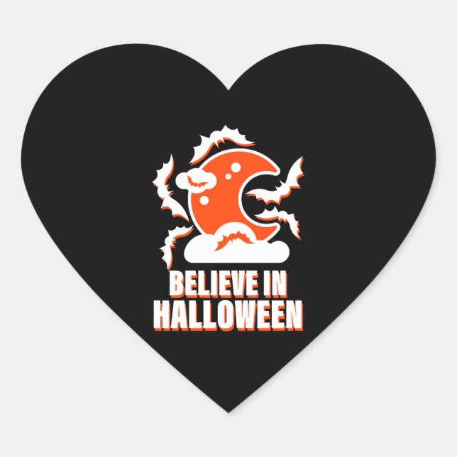 Believe In Halloween Heart Sticker (Front)
