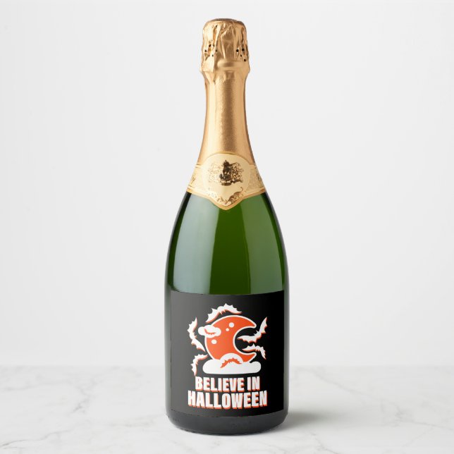 Believe In Halloween Sparkling Wine Label (Front)