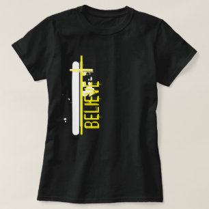 Believe in Jesus Christ Abstract Cross Design T-Shirt