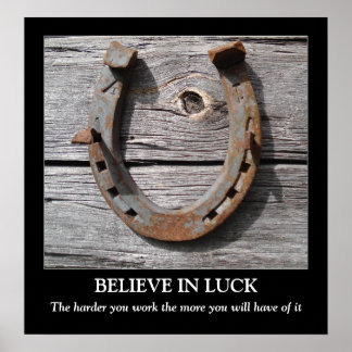 Believe in Luck Horseshoe Motivational Poster