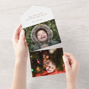 Believe in Magic Calligraphy & Gold Sparkles Photo All In One Invitation