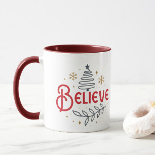 Believe In Magic Christmas Modern Typography Font Mug