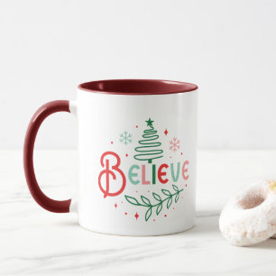 Believe In Magic Christmas Modern Typography Font  Mug