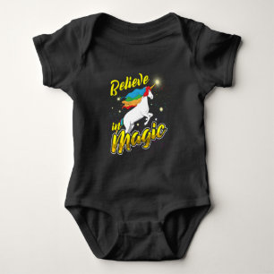 Believe in Magic Cute Unicorn Baby Bodysuit