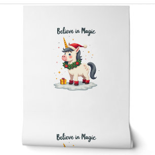 Believe in Magic Festive Unicorn wearing a Christm Wallpaper