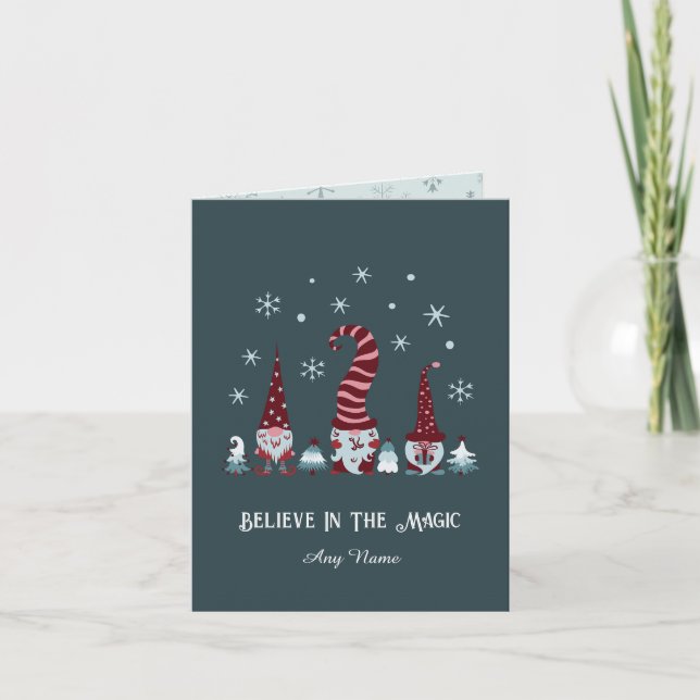 Believe In Magic Gnome Christmas Card (Front)