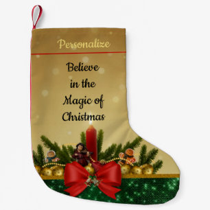 Believe in Magic of Christmas Quote Personalized  Small Christmas Stocking