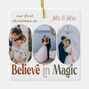 Believe in Magic Rounded Lozenge Photos Any Colour Ceramic Ornament
