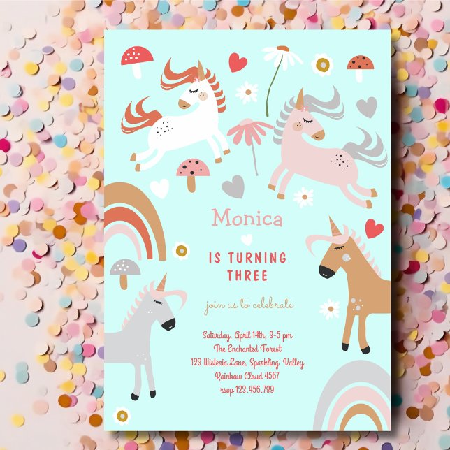 Believe in magic unicorn kids birthday invitation (Creator Uploaded)