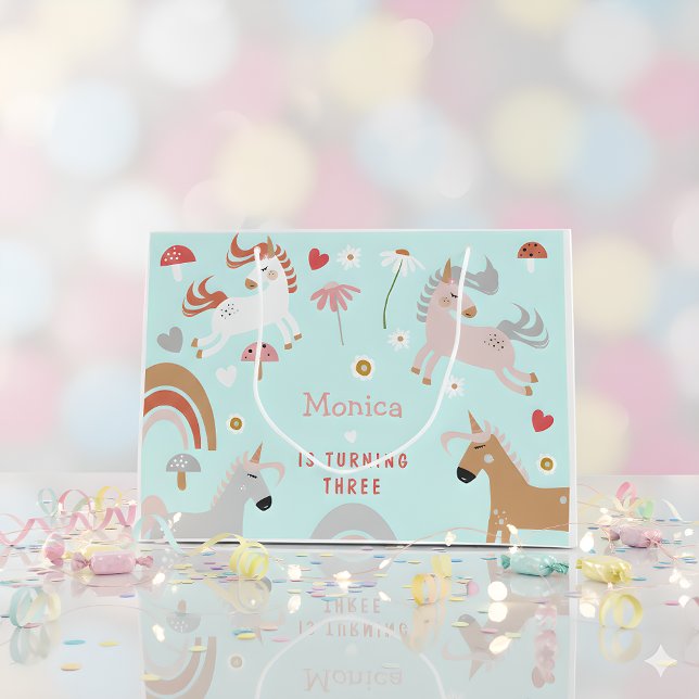 Believe in magic unicorn kids birthday large gift bag (Creator Uploaded)