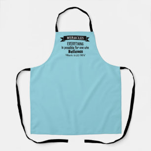 Believe in Miracles Bible Verse Light Blue Apron
