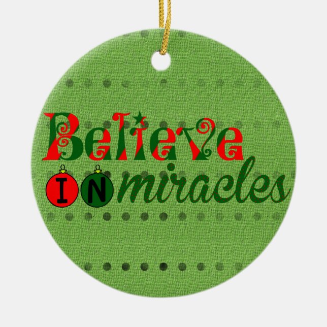 Believe in Miracles Ceramic Tree Decoration (Front)