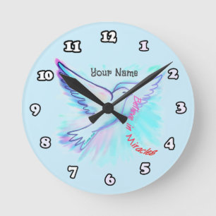 Believe in Miracles Dove  Christian Round Clock