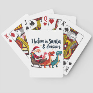 believe in Santa and dinosaurs (Santa riding dinos Playing Cards