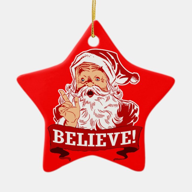 Believe In Santa Claus Ceramic Tree Decoration (Front)