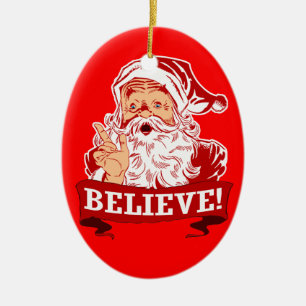 Believe In Santa Claus Christmas Ceramic Tree Decoration