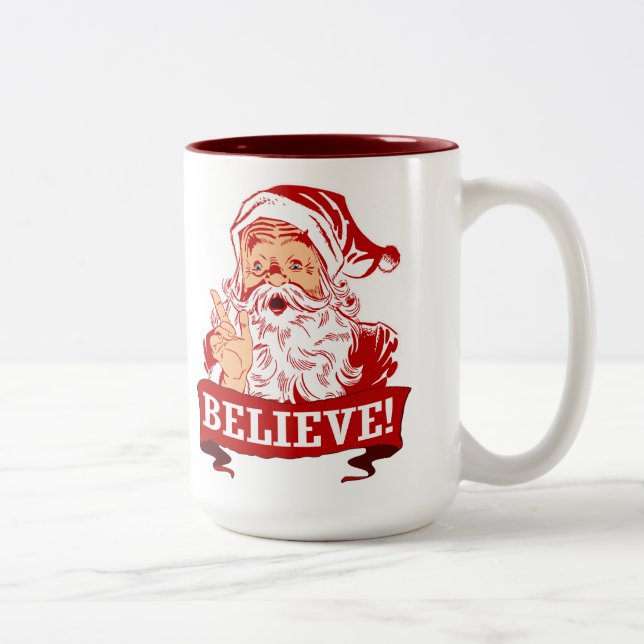 Believe In Santa Claus Two-Tone Coffee Mug (Right)