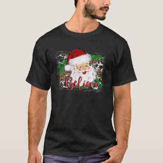 Believe In Santa Claus Western Leopard Texas Chris T-Shirt
