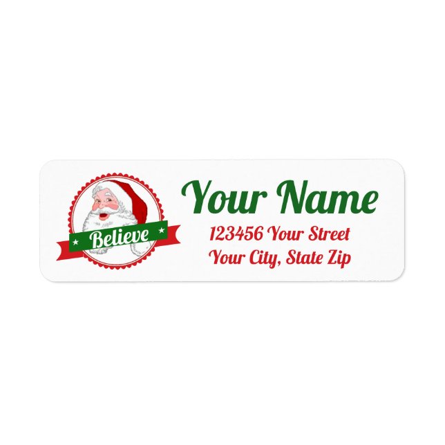 Believe in Santa  Personalise Return Address Label (Front)