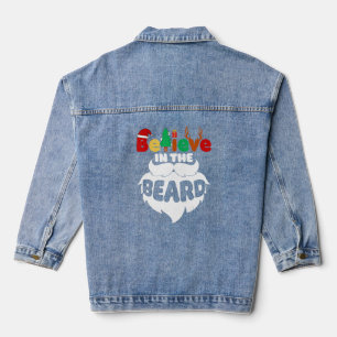 Believe in the Beard Christmas Santa Claus Xmas Me Denim Jacket